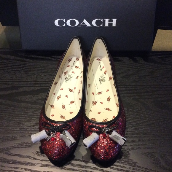 New! Coach Red Glitter Wizzard of Oz Flats! - Picture 2 of 7
